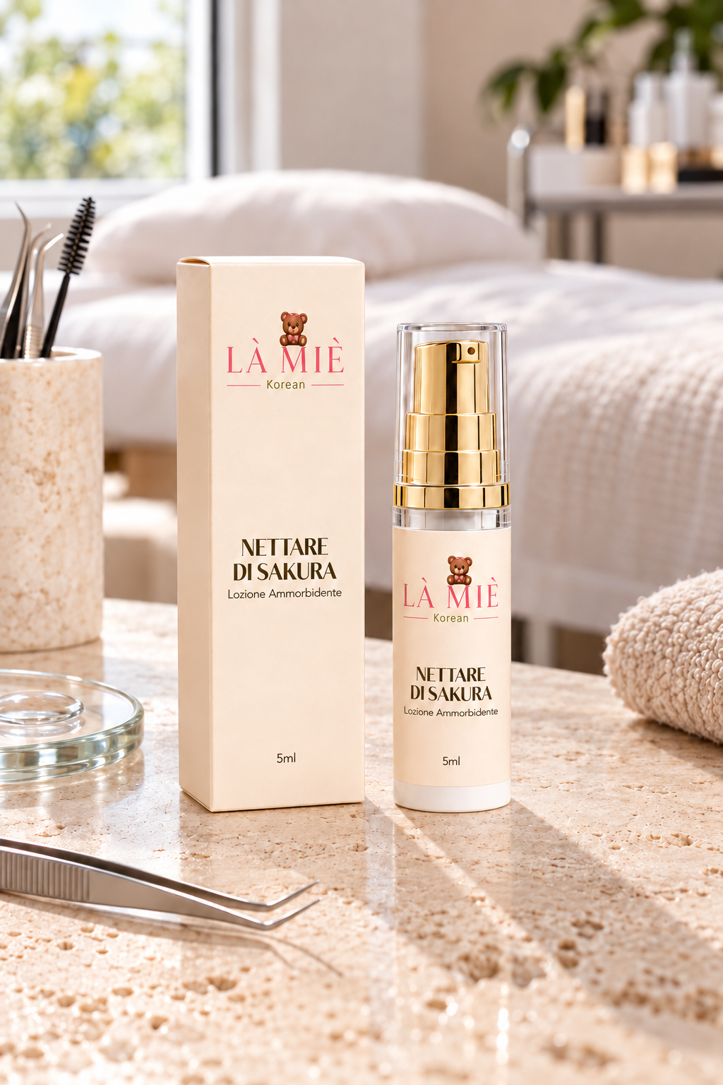 NETTARE DI SAKURA Lozione ammorbidente LÀ MIÈ – ambientazione nello studio beauty