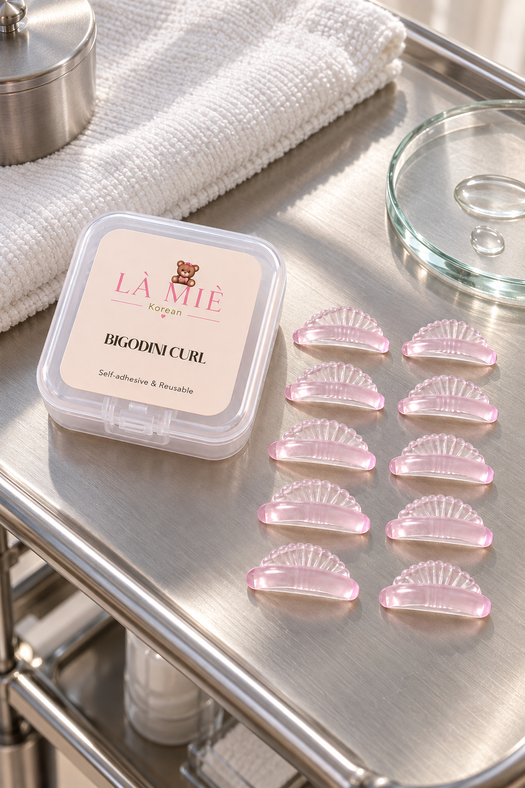 BIGODINI CURL Conchiglia LÀ MIÈ – preparazione della postazione professionale