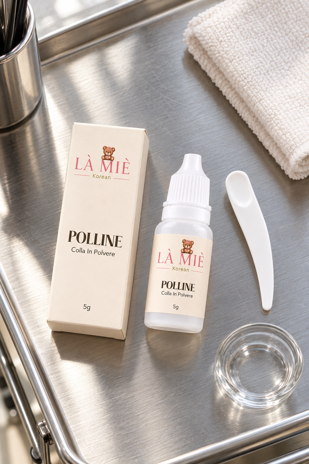 POLLINE colla in polvere LÀ MIÈ Korean – preparazione su carrello professionale