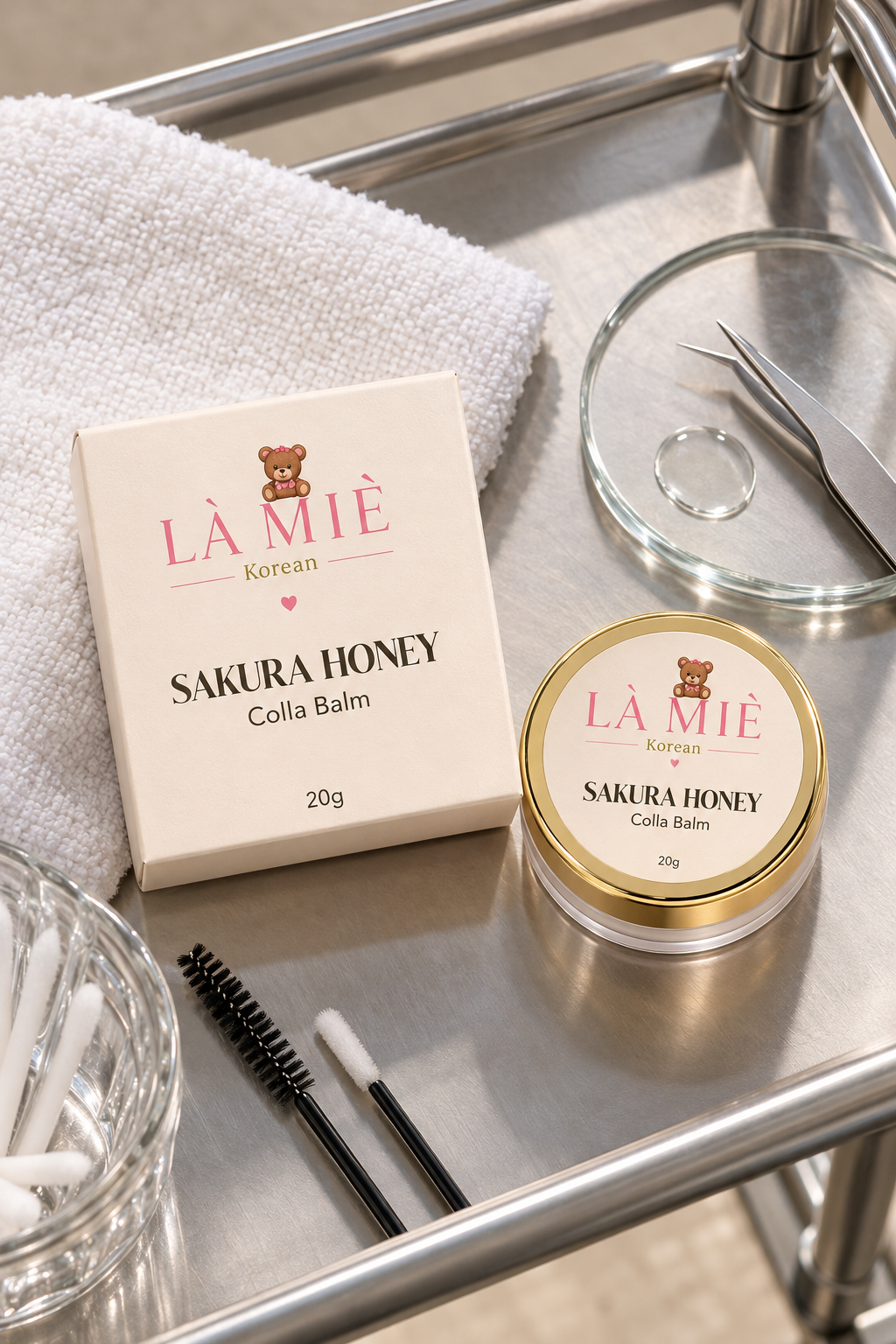 SAKURA HONEY Colla balm LÀ MIÈ – preparazione della postazione professionale
